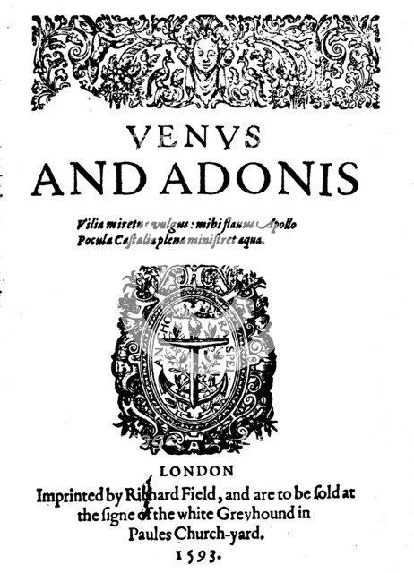 'Shakespeare's First Published Work - 1st Edition of Venus and Adonis', 1593, (1946). Artist: Unknown.