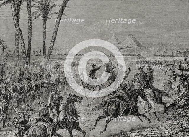 Napoleonic Wars: Battle of the Pyramids (21 July 1798), 1879.  Creator: Adolphe François Pannemaker.