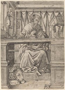 Saint Jerome in His Study, c. 1510. Creator: Giovanni Antonio da Brescia.