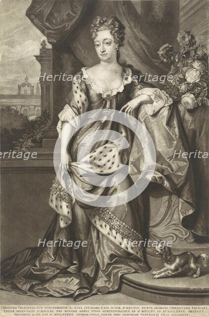 Christine Charlotte of Württemberg (1645-1699), Princess of East Frisia, ca 1699. Creator: Schenk, Peter (Petrus), the Elder (1660-1718).