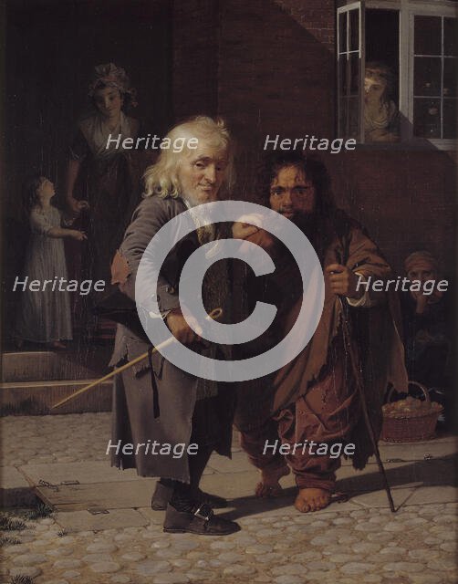 Two Dwarfs: Obligeert, a Jewish pigtail-ribbon Vendor, beside the Roman Dwarf Bajocco..., 1790-1800. Creator: Jens Juel.