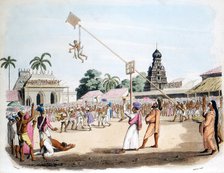 Ceremony honouring Mariatale, goddess of smallpox, Negapattam, India, 1806. Artist: Unknown