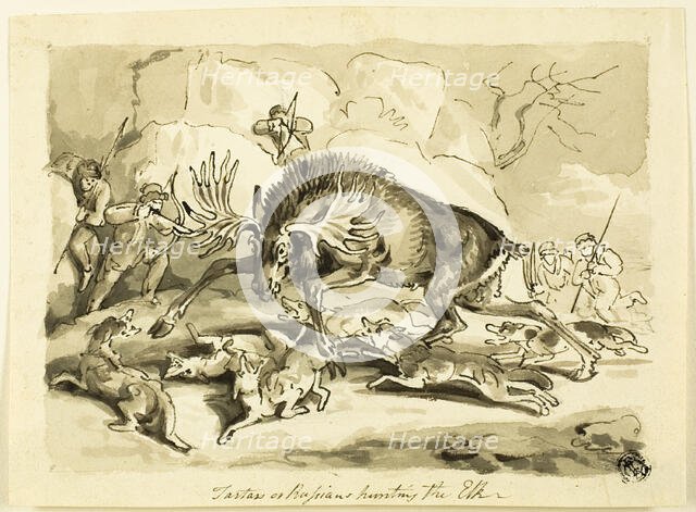 Tartars or Russians Hunting an Elk, n.d. Creator: Samuel Howitt.