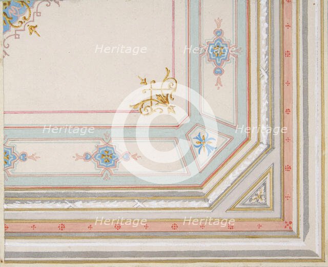 Partial design for a painted ceiling, 1830-97. Creators: Jules-Edmond-Charles Lachaise, Eugène-Pierre Gourdet.