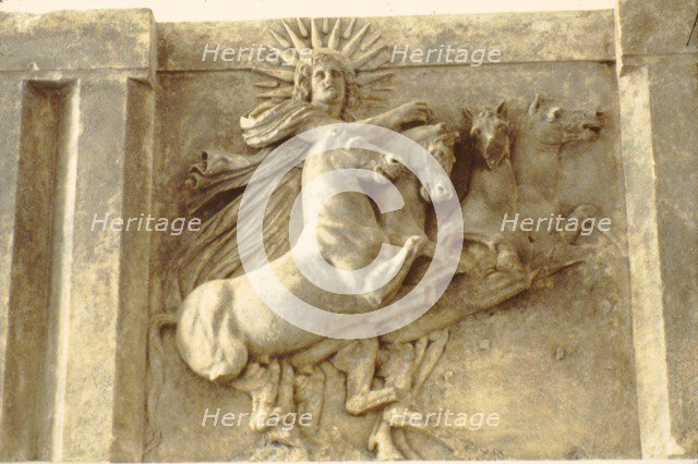Sol. Roman Sun-God in his chariot, relief at Pergamon Museum, c400-370 BC. Artist: Unknown.