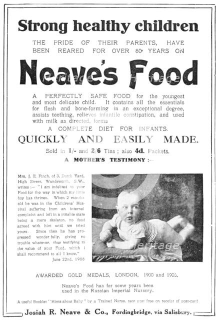 Strong healthy children...have been reared for over 80 years on Neave's Food, 1909. Creator: Unknown.