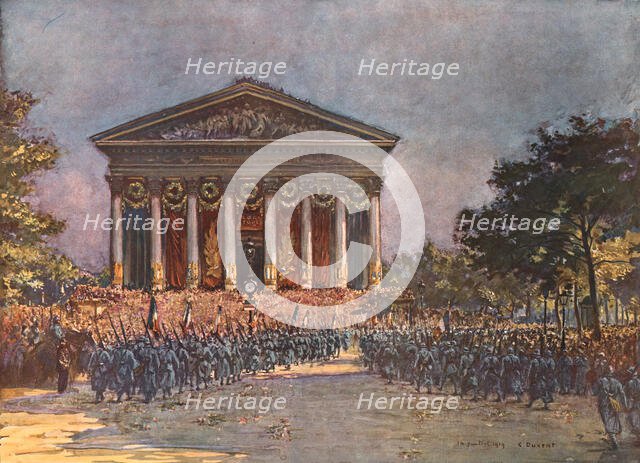 'Le jour de gloire; Devant l'Eglise de la Madeleine', 1919. Creator: Charles-Jules Duvent.