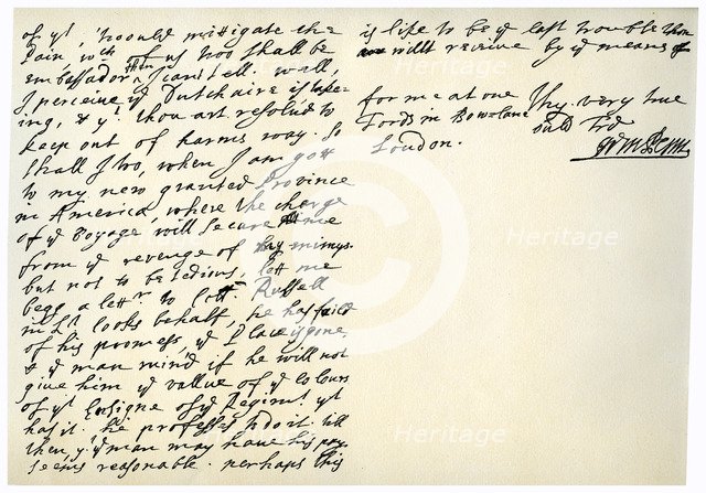 Letter from William Penn to Colonel Henry Sydney, 29th March 1681.Artist: William Penn