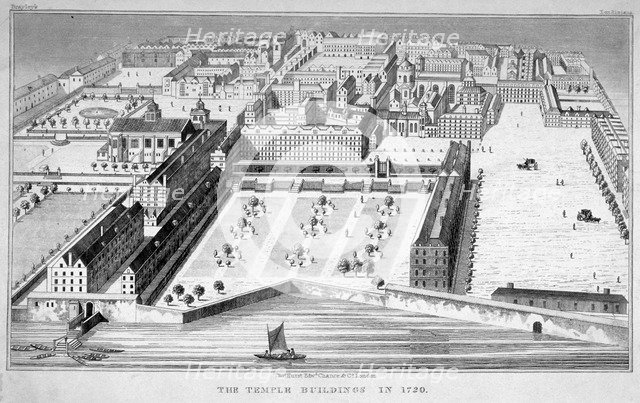 Inner and Middle Temple, City of London, 1720.                                                       Artist: Anon