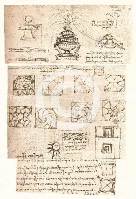 Three architectural drawings, c1472-c1519 (1883). Artist: Leonardo da Vinci.