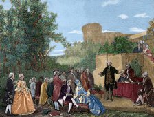 Carlo Goldoni reciting one of his comedies, Pisa, Italy, (19th century). Creator: Unknown.