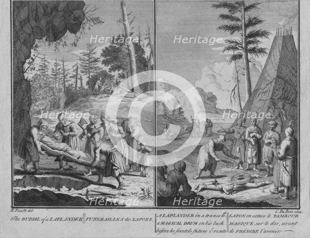 'Burial of a Laplander / A Laplander in a trance with a magical drum on his back before he forete Artist: Claude Dubosc.