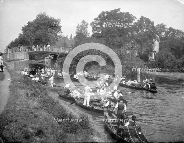 A group of boats by the lock, Boulters Lock, Maidenhead, Windsor and Maidenhead, 1860-1922. Creator: Henry Taunt.