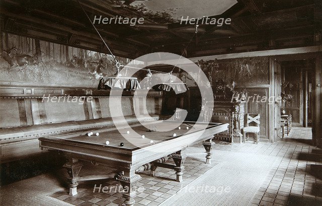 The billiard room, Imperial Palace, Bialowieza Forest, Russia, late 19th century. Artist: Mechkovsky