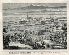 Conquest of Kristianstad, 1676. From Now and Then, 1887. After copper engraving by C. de Hooghe. Creator: C. de Hooghe (After)..