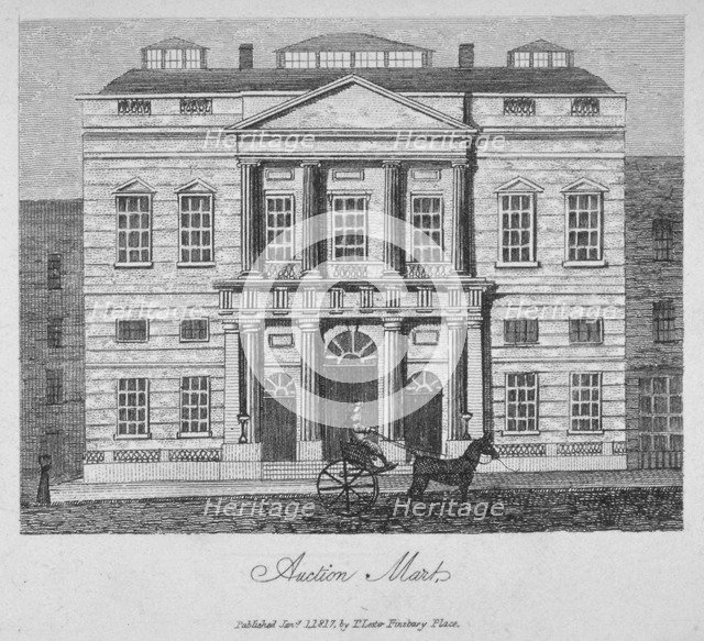 View of the Auction Mart in Bartholomew Lane, City of London, 1817. Artist: Anon