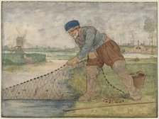 A Fisherman Hauling in his Net, c.1625-c.1630. Creator: Hendrick Avercamp.