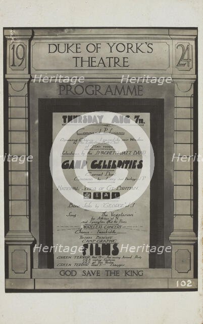 A variety programme for the Duke of York's theatre, 1924. Creator: Unknown.