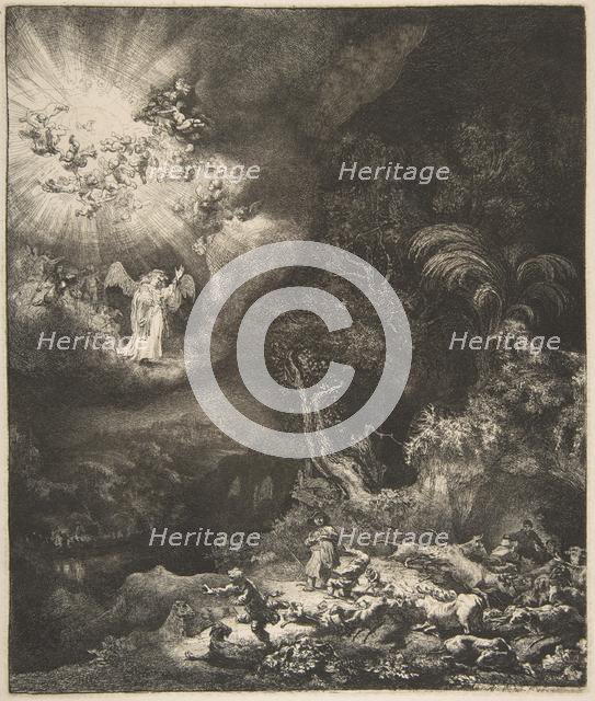 The Angel Appearing to the Shepherds, 1634. Creator: Rembrandt Harmensz van Rijn.