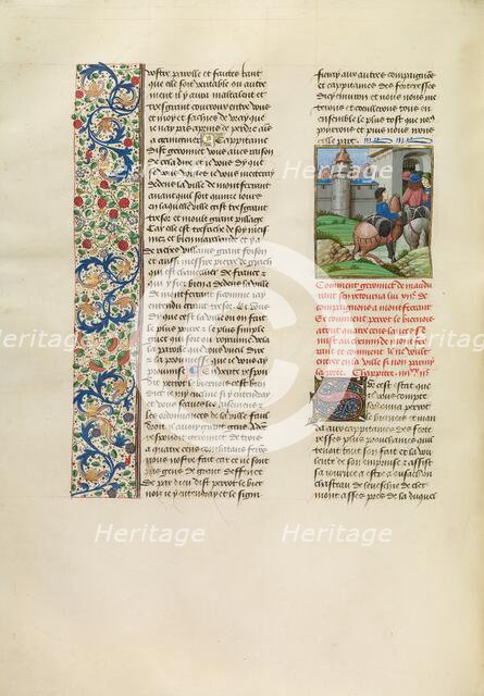 Geronnet de Maudurant Returning to Montferrant, c1380s; Chroniques (Book Three), about 1480-1483. Creator: Unknown.