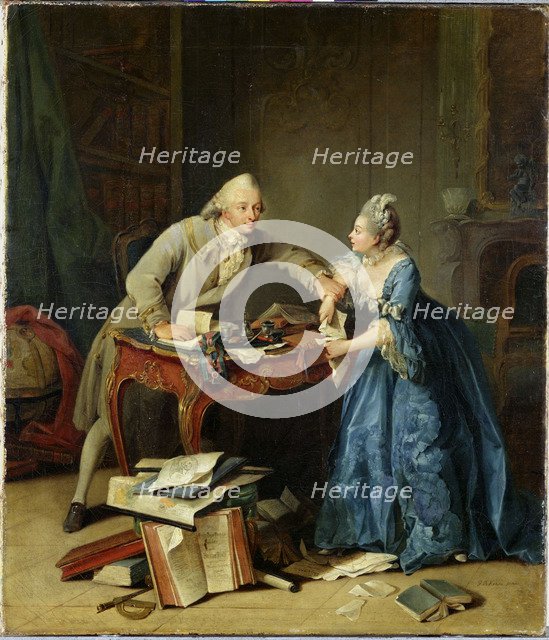 Between science and family, ca 1775. Artist: Kraus, Georg Melchior (1737-1806)