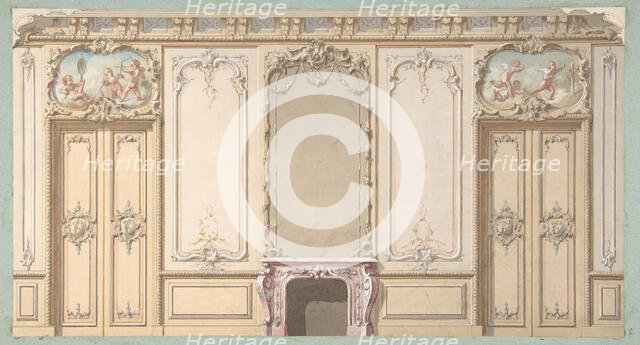 Elevation of a salon decorated in Louis XV style, 19th century. Creators: Jules-Edmond-Charles Lachaise, Eugène-Pierre Gourdet.