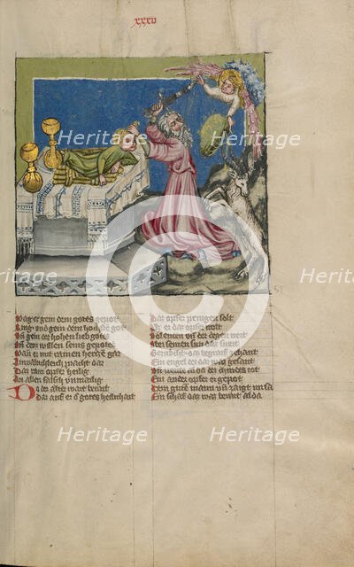 The Sacrifice of Isaac; Weltchronik, about 1400-1410. Creator: Unknown.