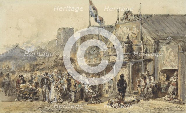 Fair in Leeuwarden, the Oldenhove in the distance, 1853. Creator: Herman Frederik Carel Ten Kate.