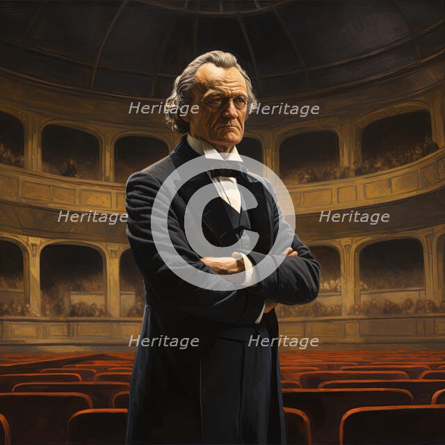 AI IMAGE - Portrait of Richard Wagner standing in a concert hall, late 19th century, (2023). Creator: Heritage Images.