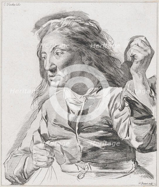 An old woman with clenched fists, 1786. Creator: Adam von Bartsch.