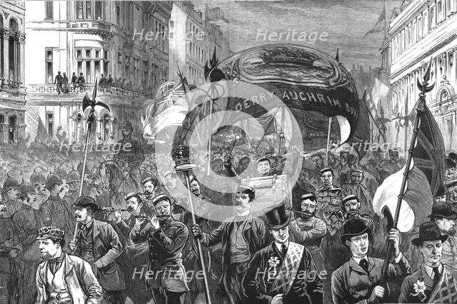 'The Crisis in Ireland - The Procession in Royal Avenue on it's way to Ulster Hall', 1886.  Creator: Unknown.