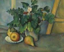 Pot of Primroses and Fruit, c. 1889. Creator: Cézanne, Paul (1839-1906).