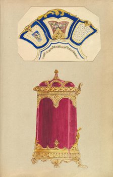 Designs for a Decorated Dish, or Platter, and a Biscuit Barrel, 1845-55. Creator: Alfred Crowquill.