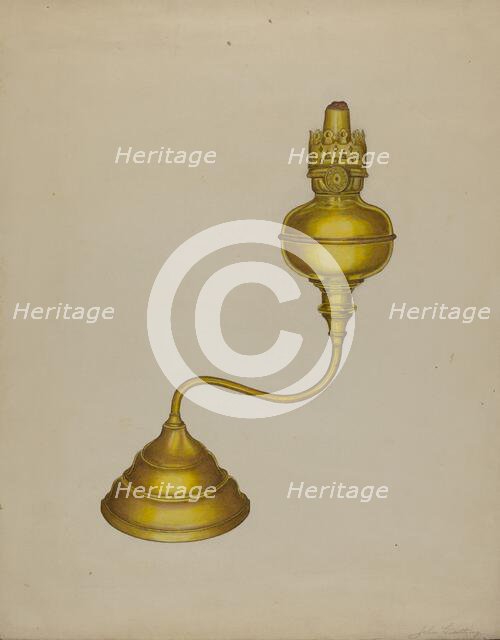 Combination Peg Lamp/Candleholder, c. 1937. Creator: John Cutting.