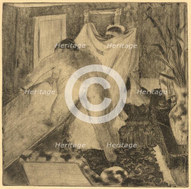 Leaving the Bath (La sortie du bain), c. 1879/1880. Creator: Edgar Degas.