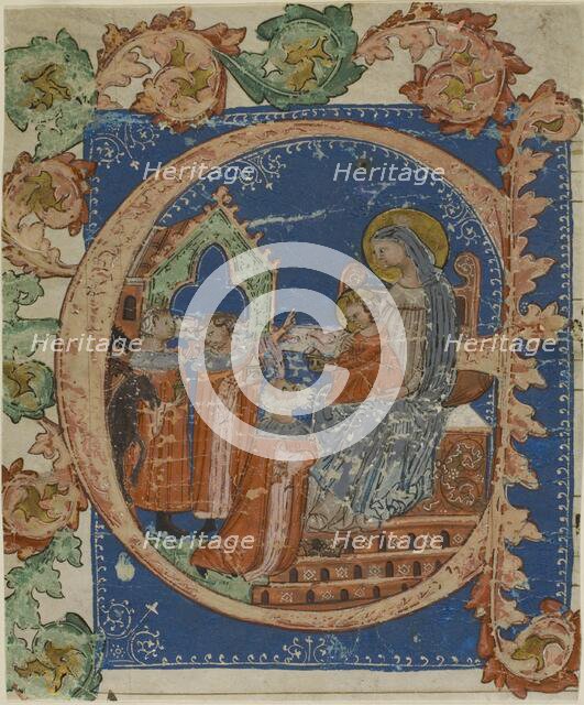 The Adoration of the Magi in a Historiated Initial "E" from a Choirbook, 1375/1425. Creator: Unknown.