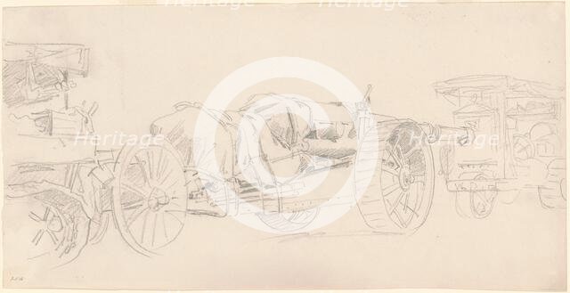 Cannon Trailers, France, 1918. Creator: John Singer Sargent.