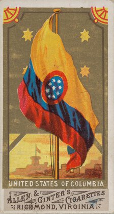 United States of Columbia, from Flags of All Nations, Series 1 (N9) for Allen & Ginter Cig..., 1887. Creator: Allen & Ginter.