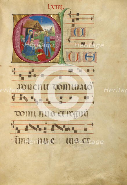 Initial E: The Adoration of the Magi; Gradual, about 1460-1480. Creator: Unknown.