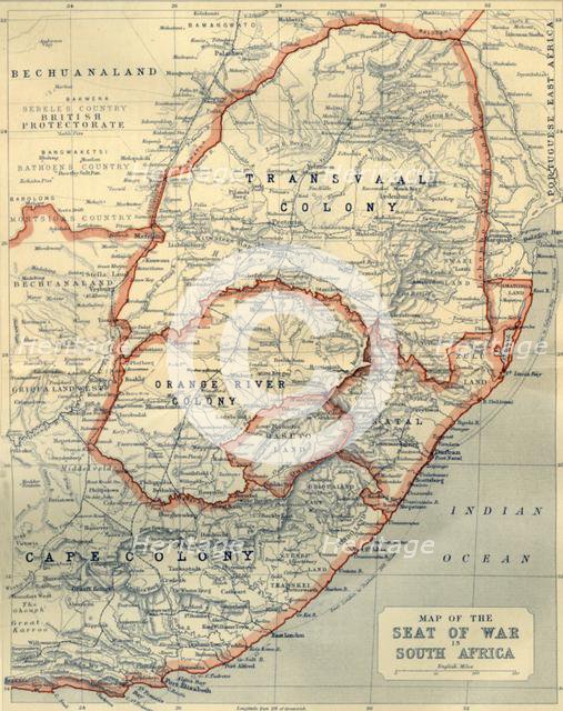 'Map of the Seat of War in South Africa', 1901. Creator: John Bartholomew.