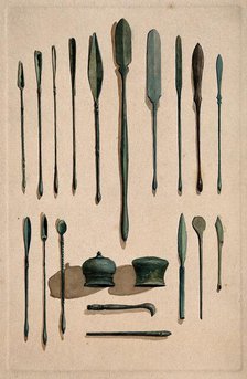 A selection of ancient Roman surgical instruments, 1850-1910. Creator: Unknown.