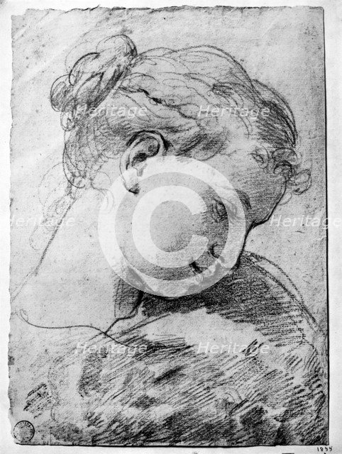 Study of a girl's head, 18th century (1933).Artist: Gaetano Gandolfi