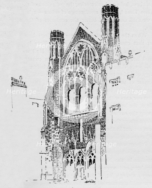 'East Front of St. Stephen's Chapel as it appeared after the fire of 1834', c1897. Artist: William Patten.