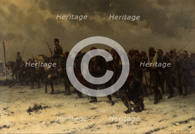 Russian Cavalry and Infantry Escorting Ottoman Prisoners, c. 1916.