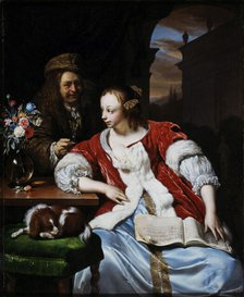 The interrupted song: portrait of the artist and his wife, 1671. Creator: Mieris, Frans van, the Elder (1635-1681).