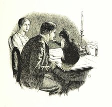 Man and woman with a cat, 1896.  Creator: Unknown.