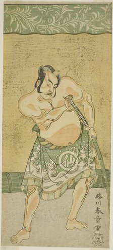 The Actor Nakamura Sukegoro II as the Sumo Wrestler Matano no Goro in the Play..., c. 1770. Creator: Shunsho.