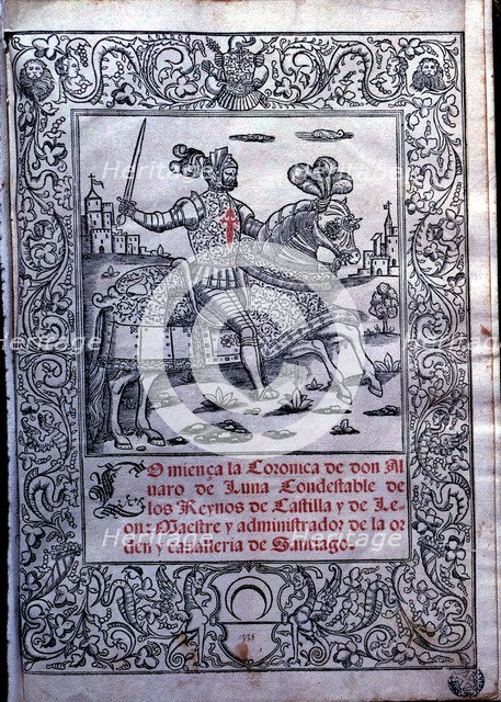 Chronicle of Don Alvaro de Luna, cover of the printed edition in Milan in 1546.