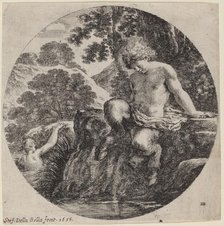 Young Satyr at the Bank of a Stream, 1656. Creator: Stefano della Bella.