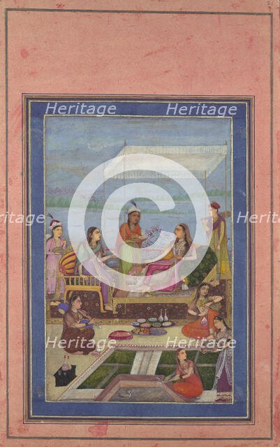 Princess Entertaining a Visitor on the Balcony, Folio from the Davis Album, mid 2nd half 17th cent. Creator: Unknown.